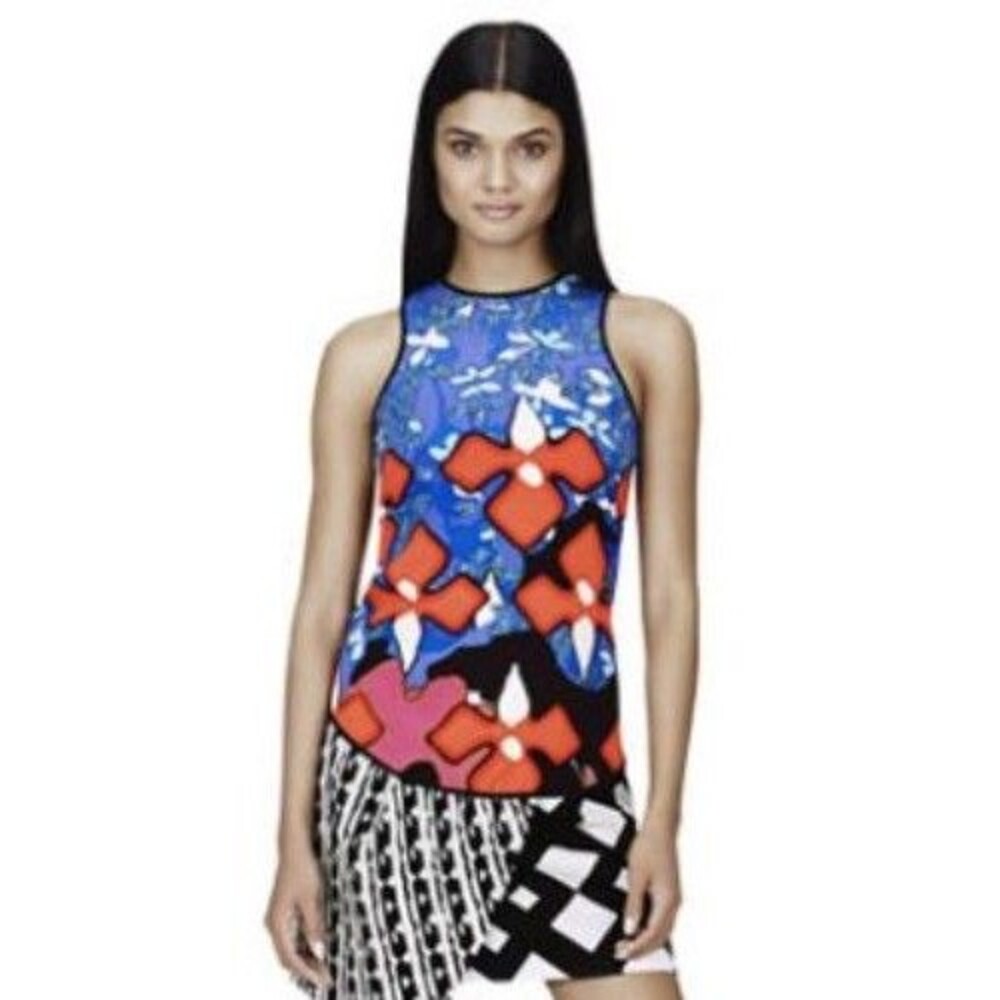 PETER PILOTTO for  TARGET Orange and Blue Printed Racerback Tank Top Size XS NWT